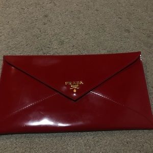 Authentic rare vintage Prada red envelope clutch